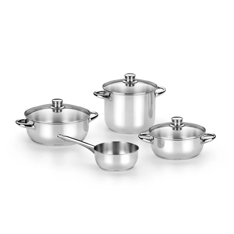 Batería de cocina 4 Piezas con tapas de cristal Optima Monix