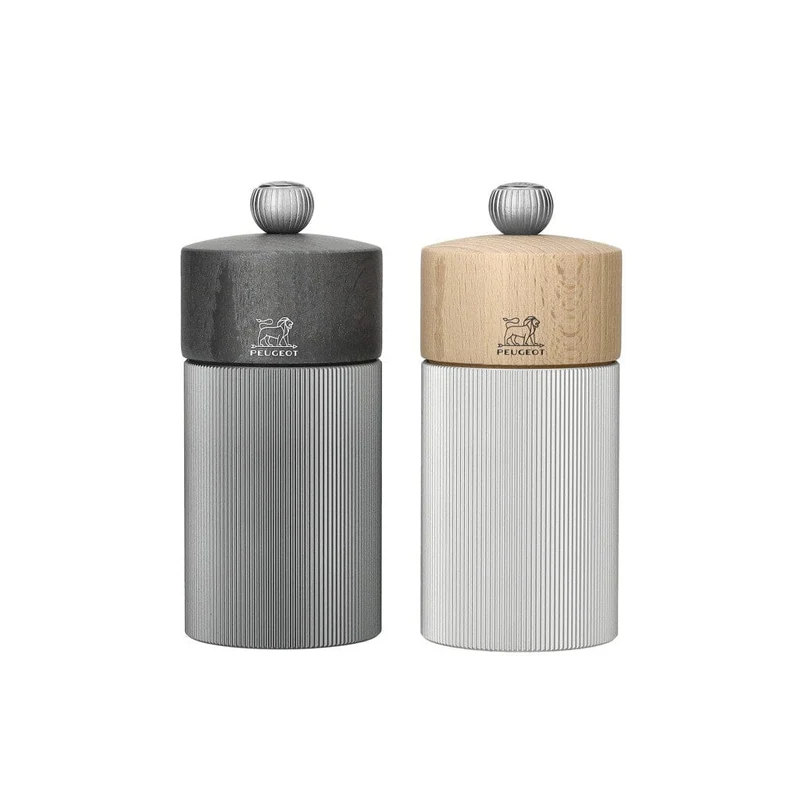 Peugeot - Juego de molinillos de pimienta y sal Line 12 cm Carbono y Aluminio