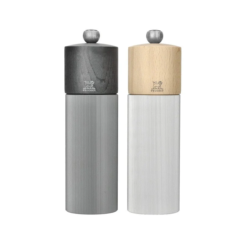 Peugeot - Juego de molinillos de pimienta y sal Line 18 cm Carbono y Aluminio