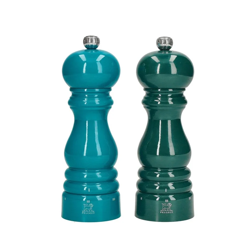Juego de molinillos de pimienta y sal Peugeot Paris de 18 cm, color azul Pacífico y verde bosque