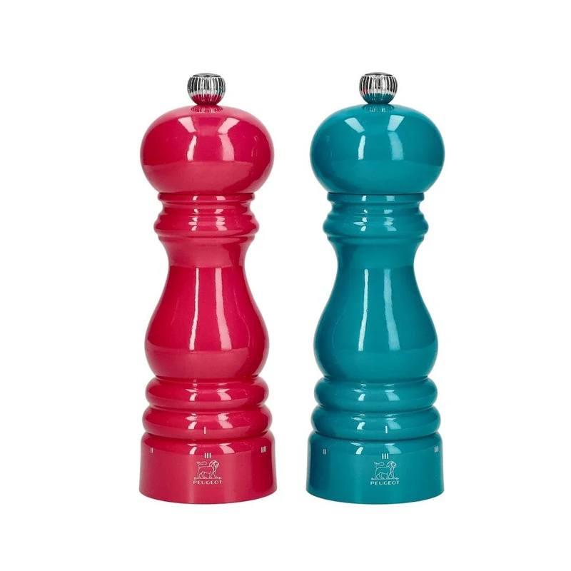 Juego de molinillos de pimienta y sal Peugeot Paris de 18 cm en rosa caramelo y azul Pacífico