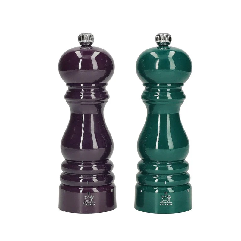 Juego de molinillos de pimienta y sal Peugeot Paris de 18 cm en berenjena y verde bosque
