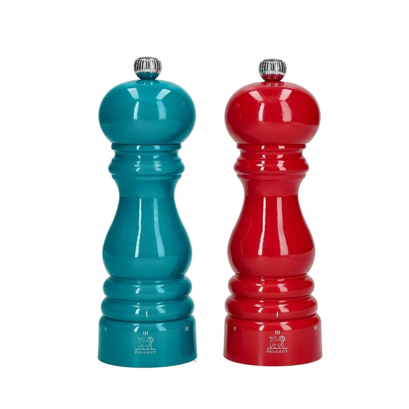 Juego de molinillos de pimienta y sal Peugeot Paris de 18 cm, azul Pacífico y rojo pasión