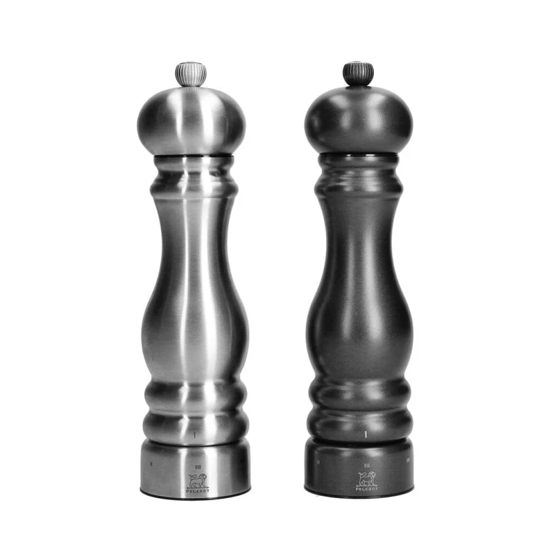 Peugeot - Juego de molinillos de pimienta y sal Paris Chef de 22 cm en acero inoxidable y carbono