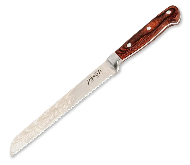 Cuchillo de pan pasoli 20 cm - Cuchillo de cocina afilado de acero inoxidable