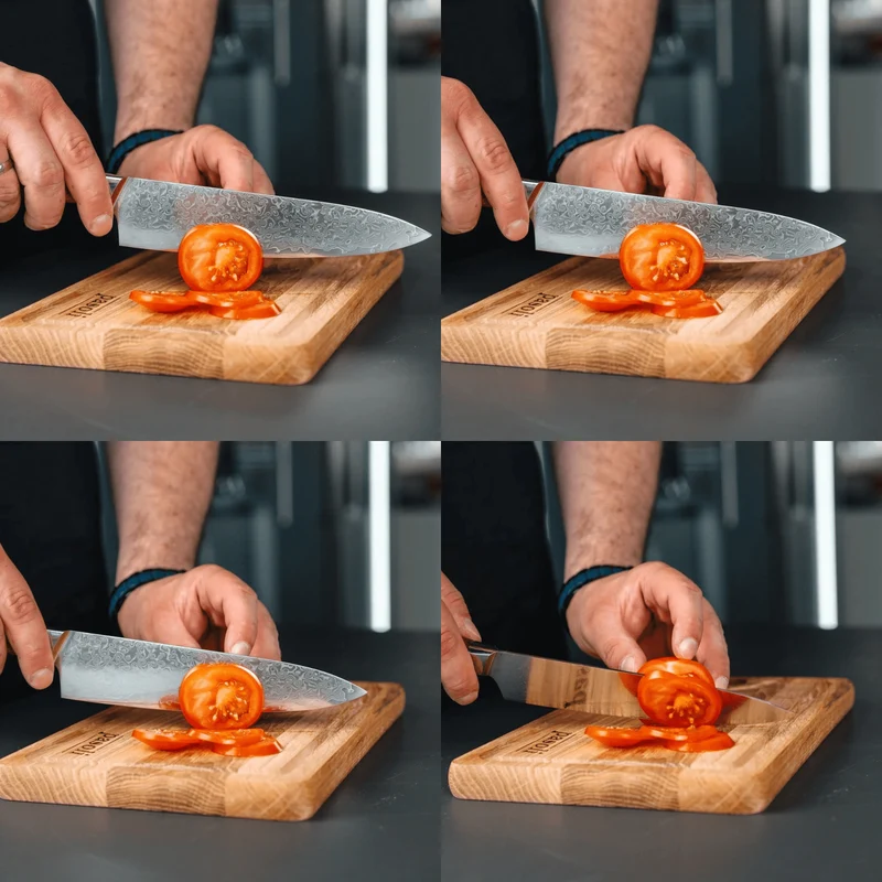 Cuchillo de chef de Damasco pasoli: acero de Damasco de alta calidad con núcleo VG10