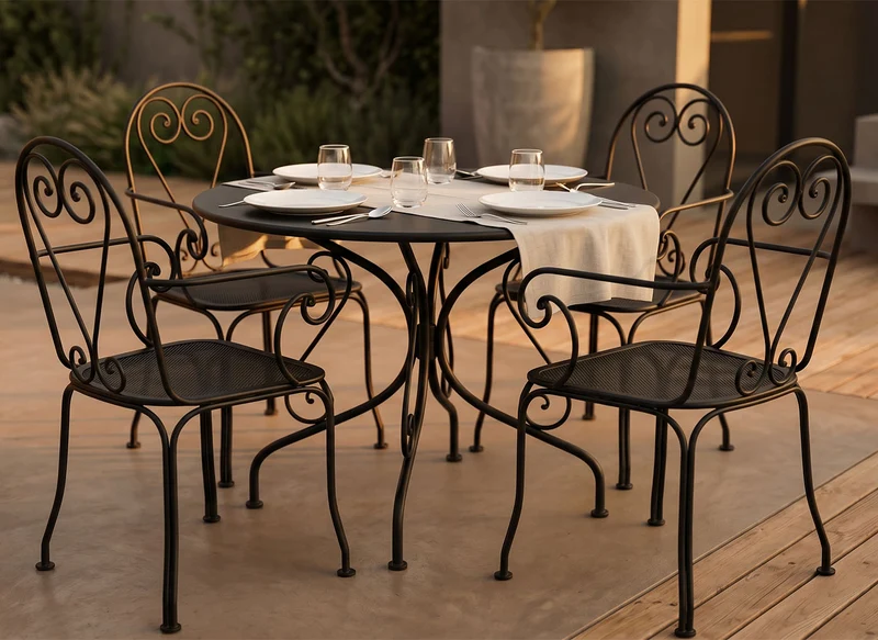 Silla exterior de hierro forjado carbon - Indian Treasures