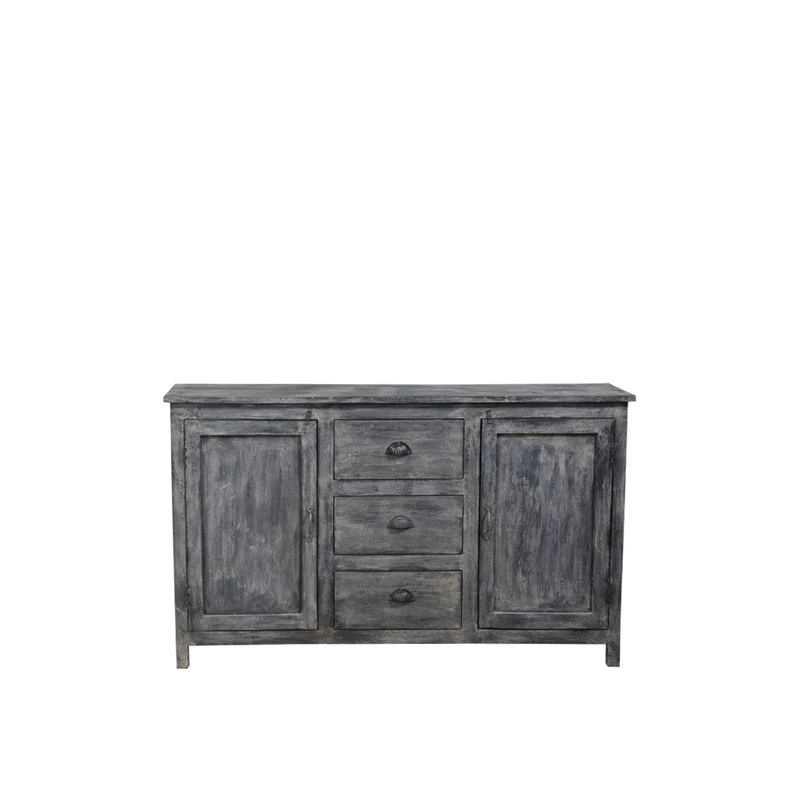 Aparador de madera gris azul vintage 150x40x90cm - Indian Treasures