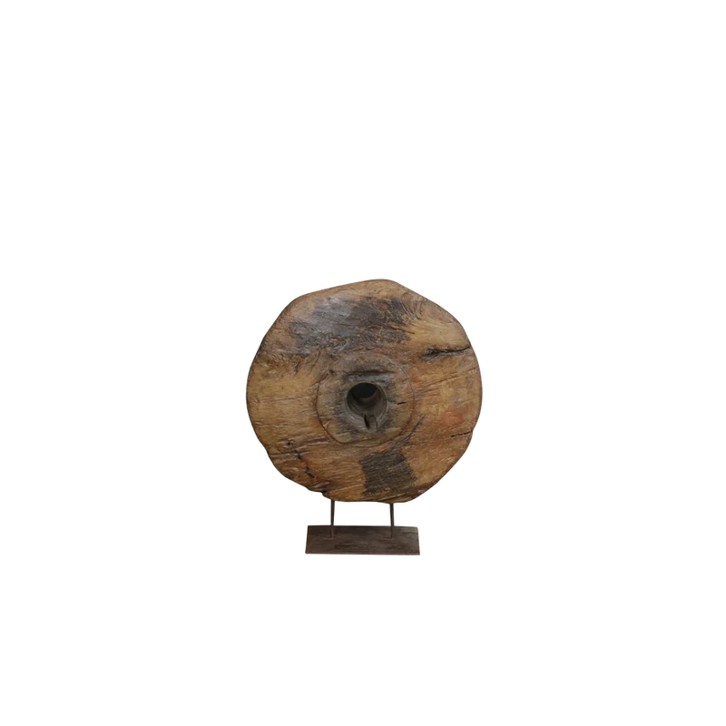 Disco decorativo de madera con peana 61x61x74cm - Indian Treasures