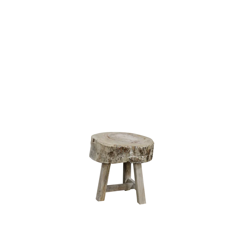 Taburete tronco teca 58x58x58cm - Indian Treasures
