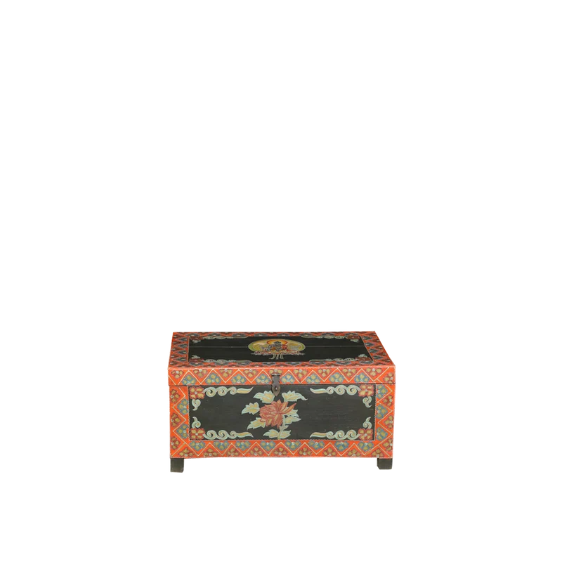 Baúl decorativo con motivos florales 75x45x48cm - Indian Treasures