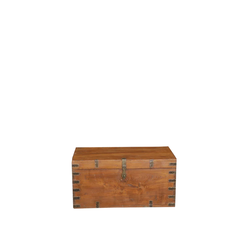 Baúl de madera teca estilo vintage 88x48cm - Indian Treasures