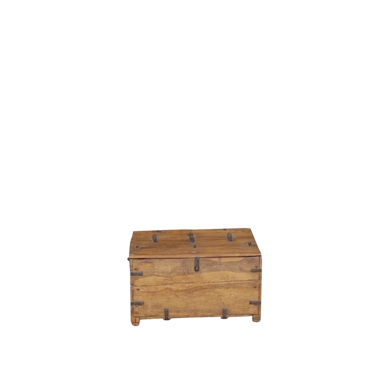 Baúl indio de madera teca 60x47x33cm - Indian Treasures