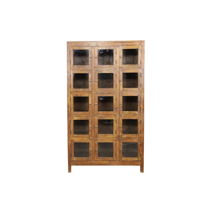 Armario vitrina grande en madera 107x45x183cm - Indian Treasures