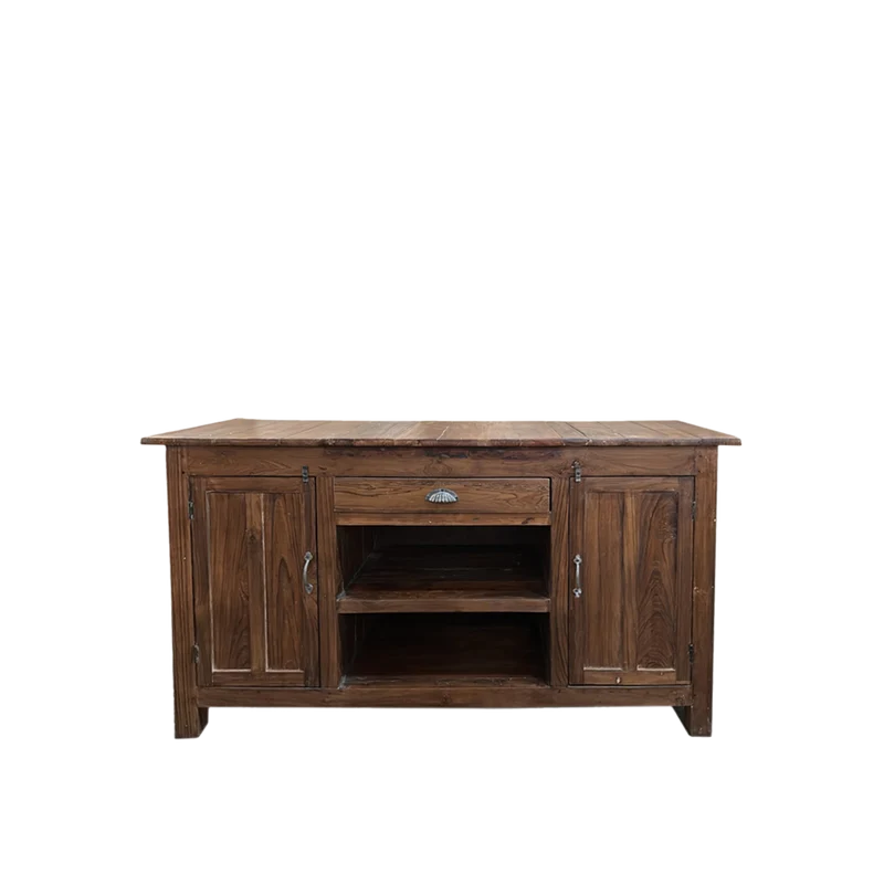Aparador de madera teca maciza 151x53x90cm - Indian Treasures