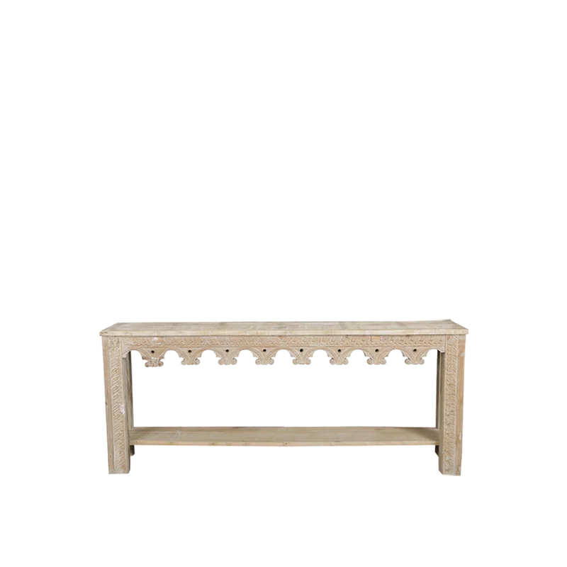 Consola de madera blanca envejecida 214x143x88cm - Indian Treasures