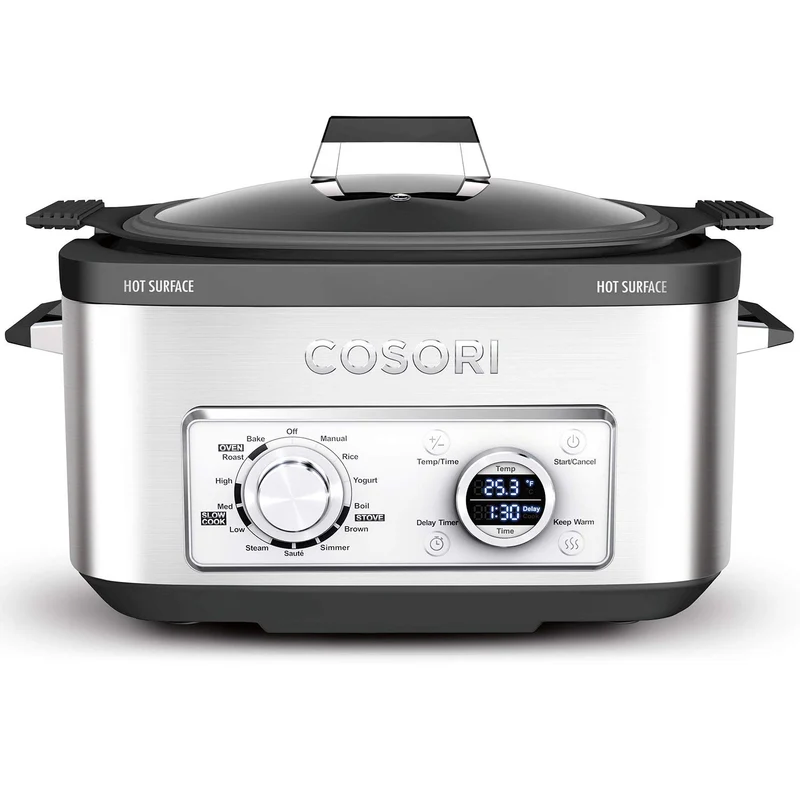 Cosori 6 Qt 11 en 1 programable multi cocina, olla lenta, arroz, café, sartén, caldera, steamer, yogurt Maker con retardo y función de mantener caliente, 86 ° a 400 °F, incluye libro de recetas, acero inoxidable (CP001-SC)