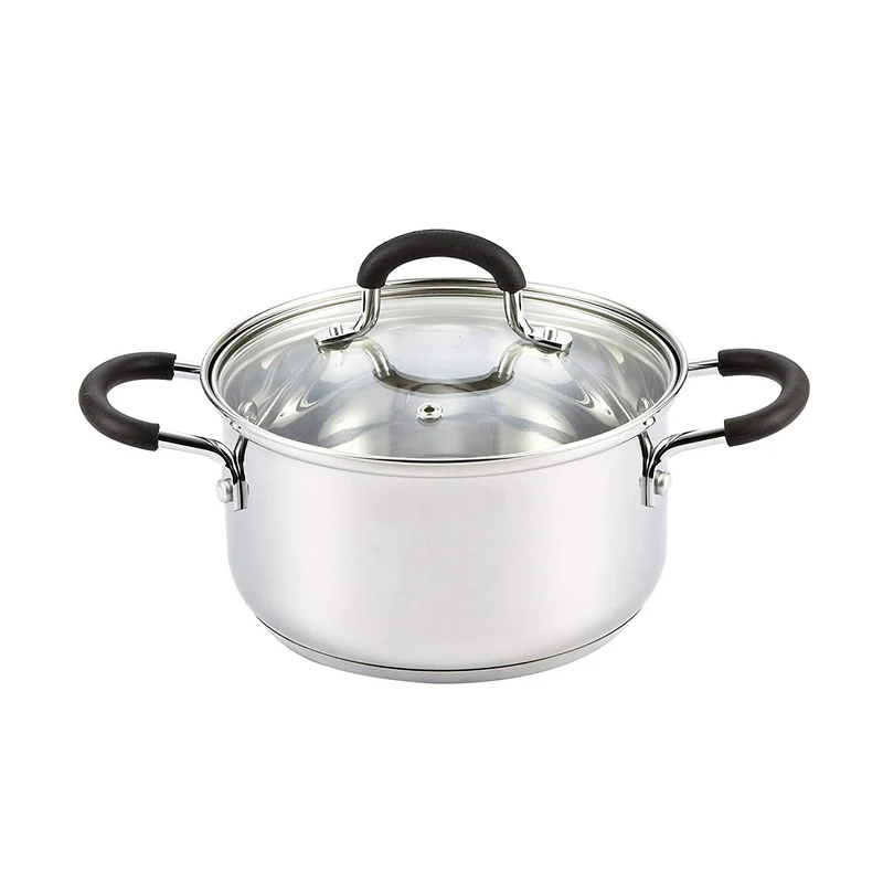 Cook N Home Sartén para saltear, con tapa, de acero inoxidable, 25.4 cm, Plateado, 3-Qt, 1