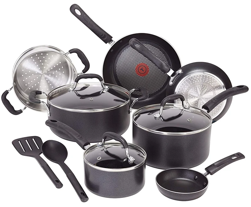 T-fal C515SC Professional Set de ollas y sartenes antiadherentes Thermo-Spot Indicador de Calor, Base Inducción, 12 piezas