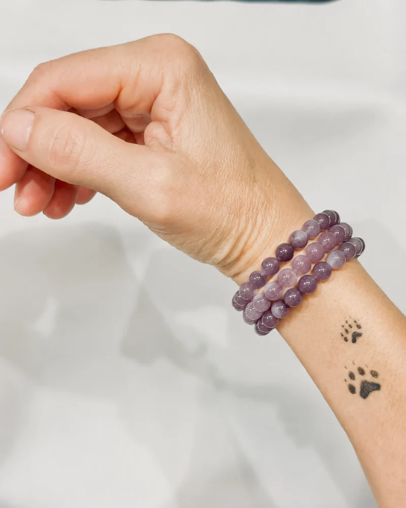 Pulsera de bolas de Lepidolita