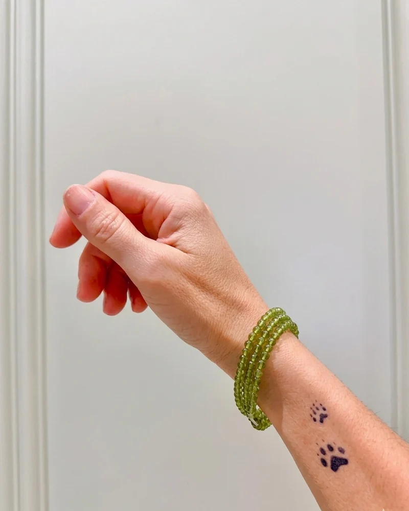 Pulsera de bolas de Olivino (Peridoto)