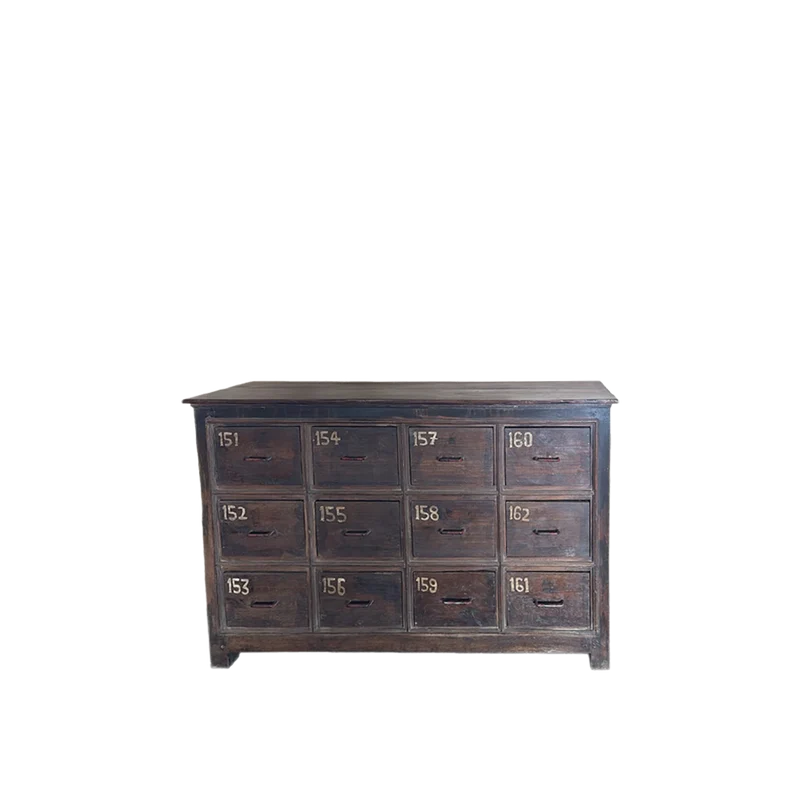 Comoda con cajones numerados 120x40x83cm - Indian Treasures