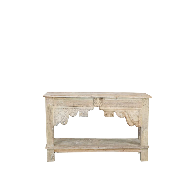 Consola de madera blanca envejecida 142x40x92cm - Indian Treasures