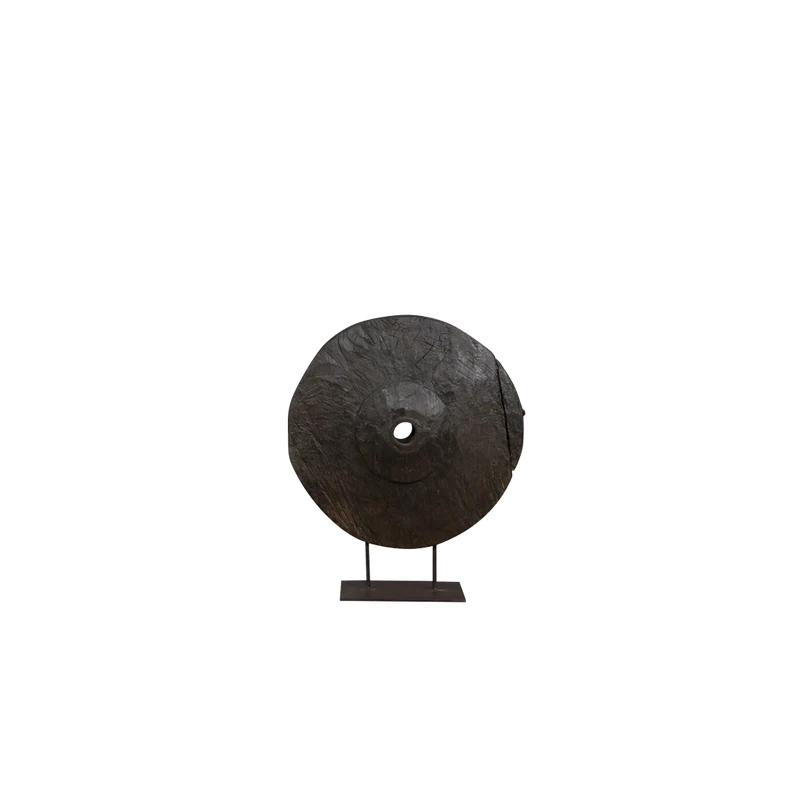 Disco decorativo de madera con stand de hierro - Indian Treasures