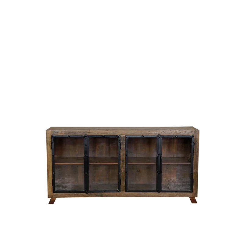 Aparador con puertas de cristal estilo industrial - Indian Treasures