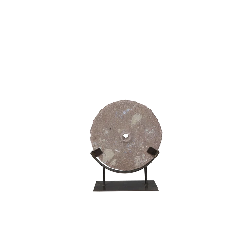 Disco de piedra decorativo con stand de hierro - Indian Treasures