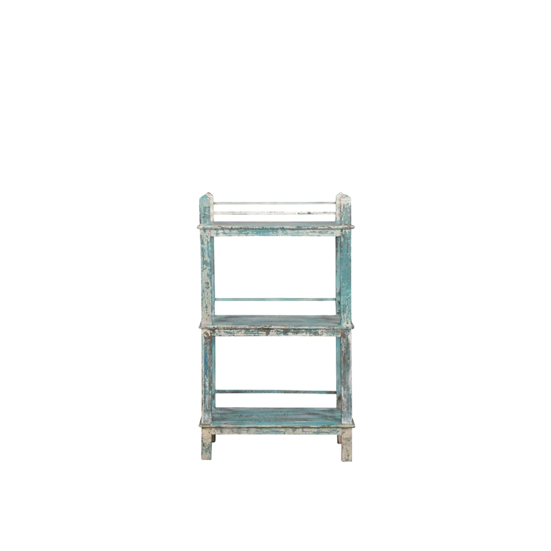 Librería de madera azul vintage 76x33x130cm - Indian Treasures