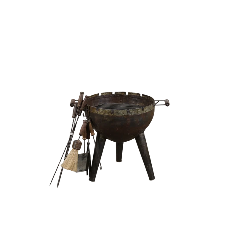 Barbacoa con accesorios estilo vintage redondo - Indian Treasures