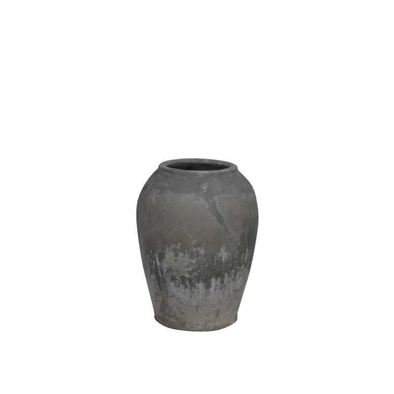 Macetero de cerámica artesanal gris - Indian Treasures