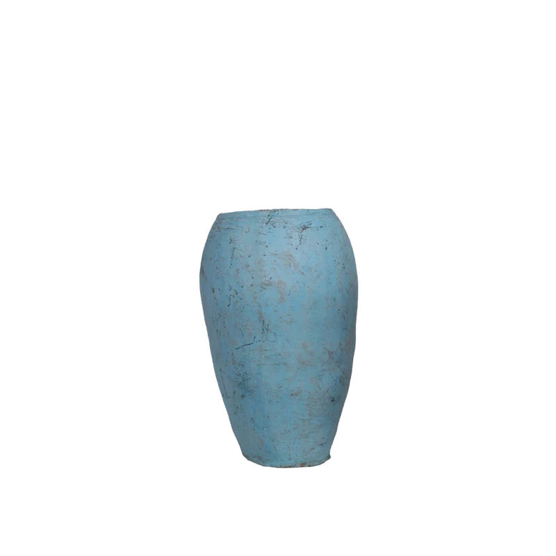 Macetero decorativo de cerámica azul grande - Indian Treasures