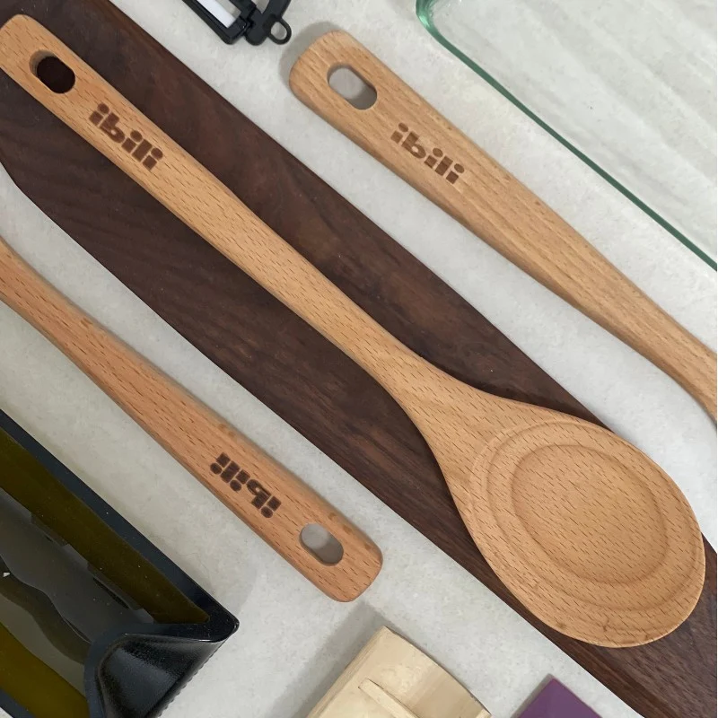Cuchara redonda de madera de haya 30 cms