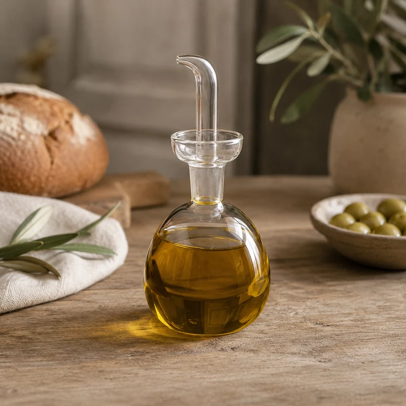 Aceitera y vinagrera redonda de cristal Thermic Luigi Bormioli