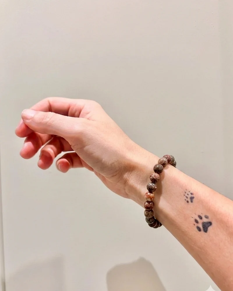 Pulsera de bolas de Jaspe Leopardo o Gallina de Guinea