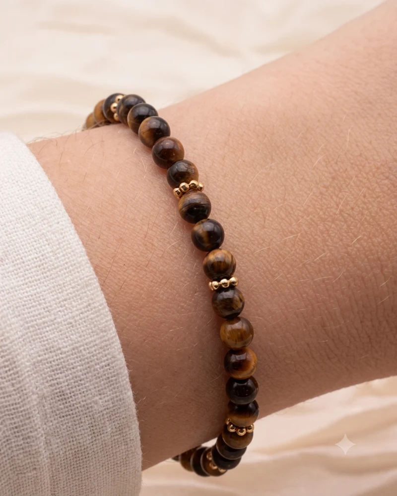 Pulsera dorada de ojo de tigre