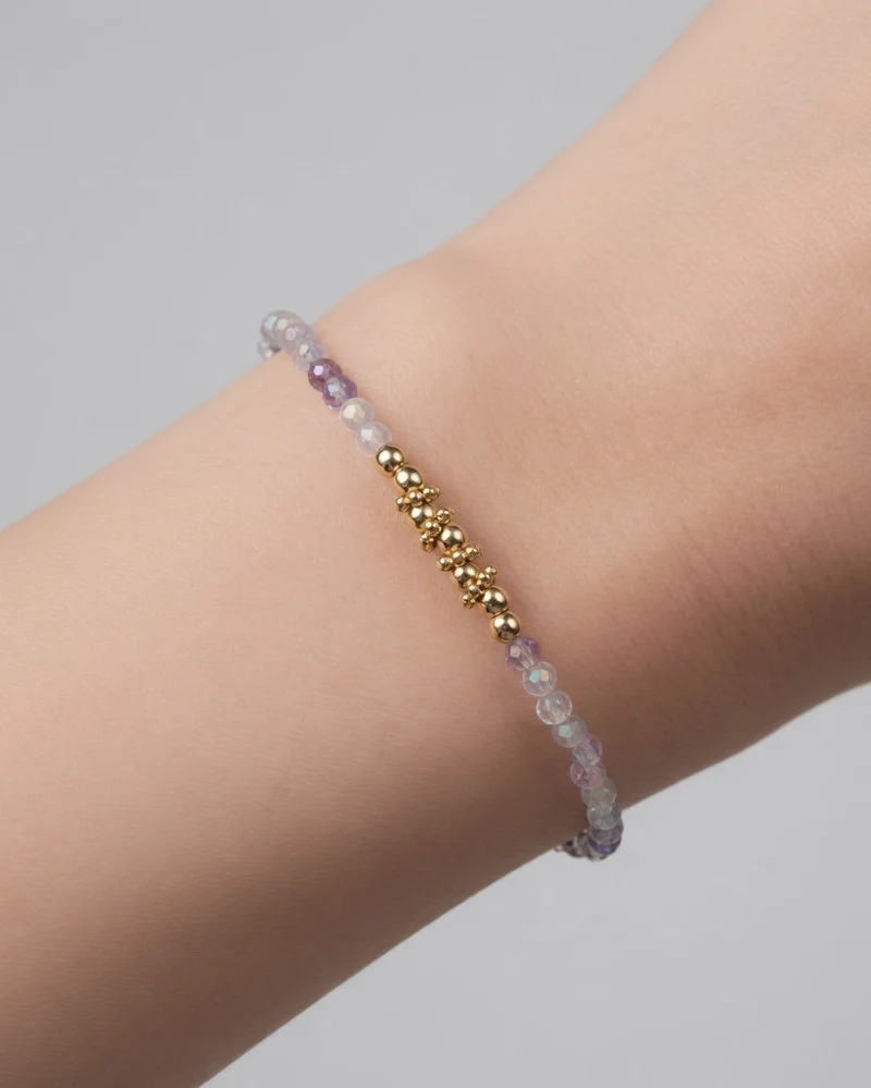 Pulsera aléa dorada de fluorita multicolor