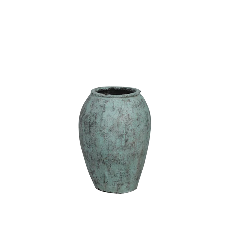 Macetero de cerámica azul envejecido grande - Indian Treasures