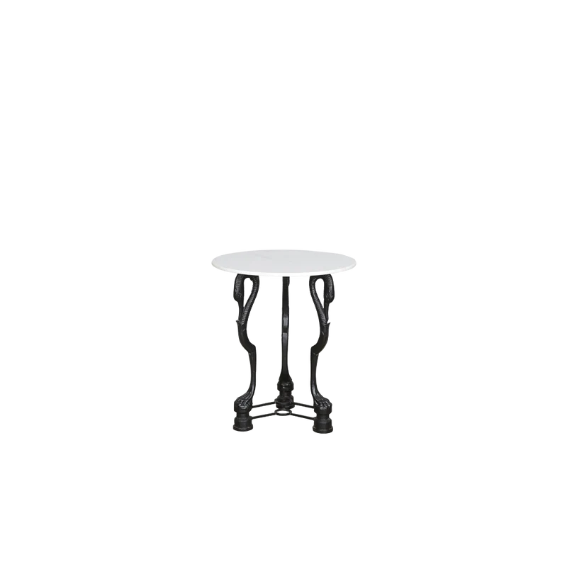 Mesa auxiliar redonda de marmol y hierro D60cm - Indian Treasures