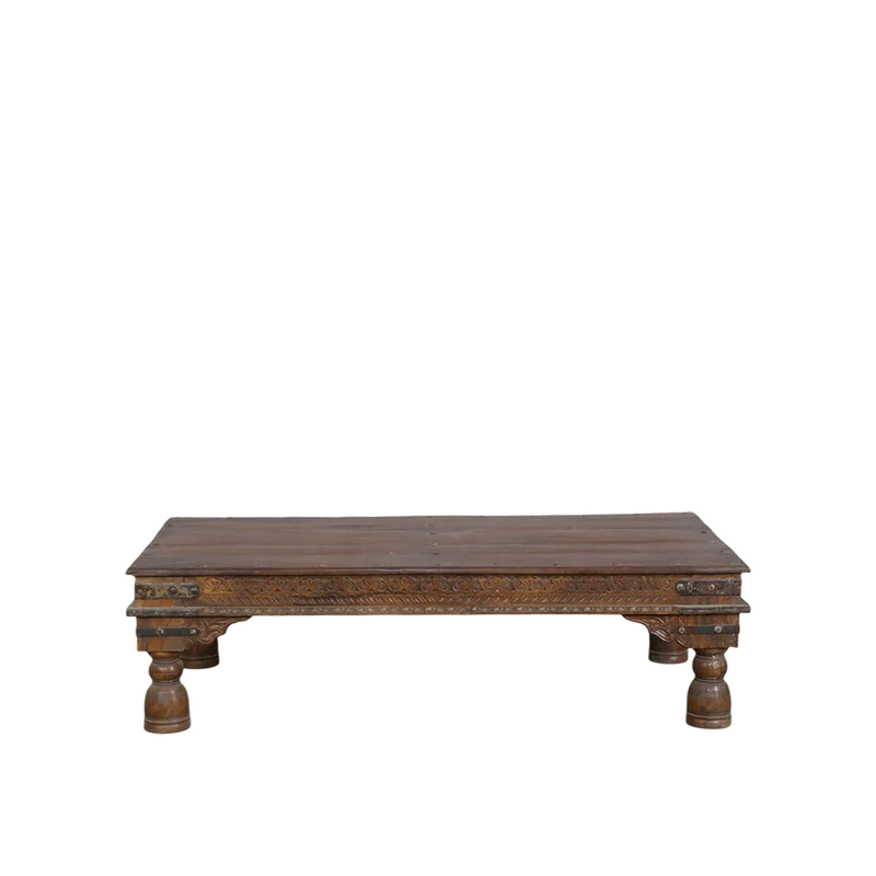 Mesa de centro oriental de madera teca 177x91x57cm - Indian Treasures