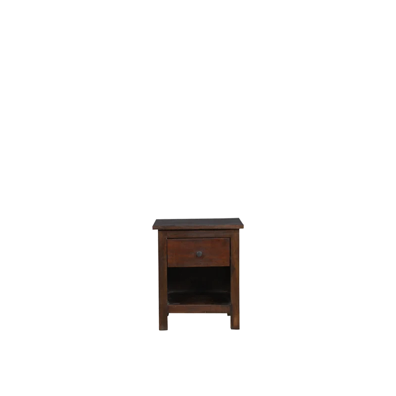 Mesita de noche madera oscura 40x35x47cm - Indian Treasures