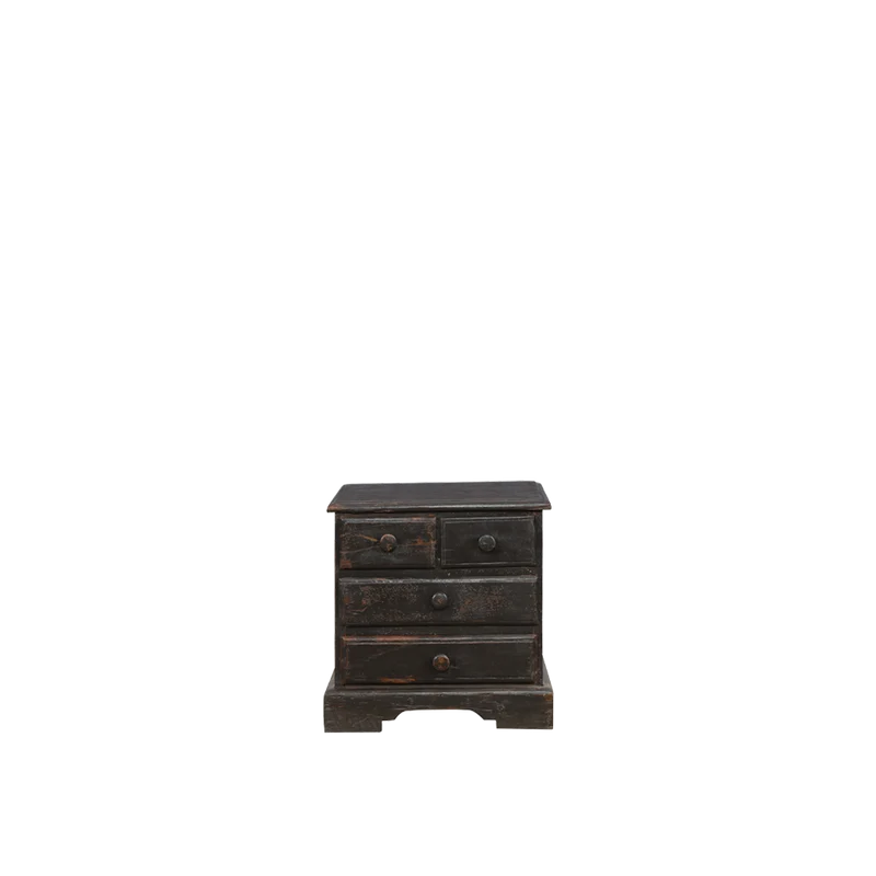 Cajonera pequeña de madera de teca negro 49x42x51cm - Indian Treasures