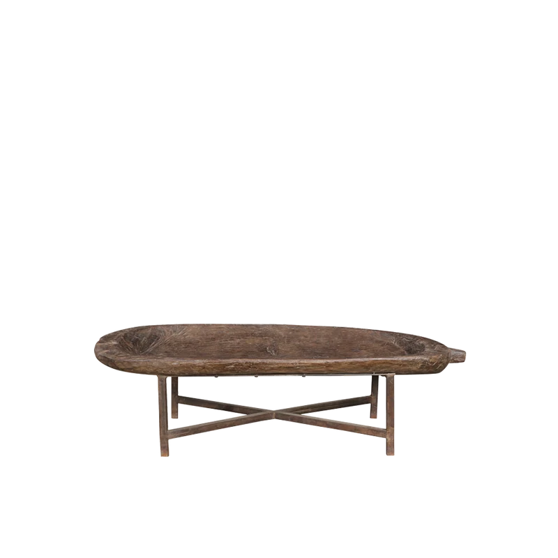Mesa de centro redondeada en madera teca 162x73x46 - Indian Treasures