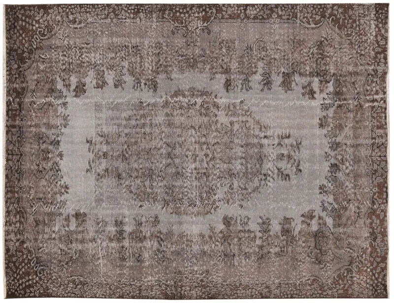 Alfombra vintage persa marrón gris 276x187cm