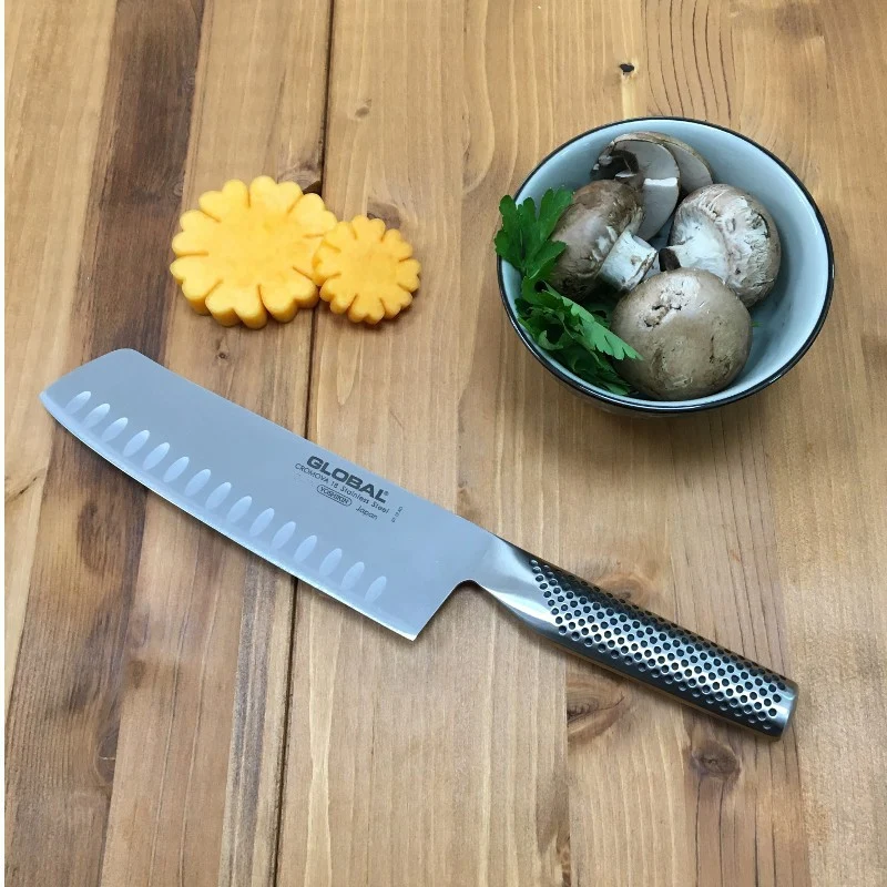 Cuchillo Nakiri Global G-81 – Hoja Alveolada 18 cm Acero CROMOVA 18