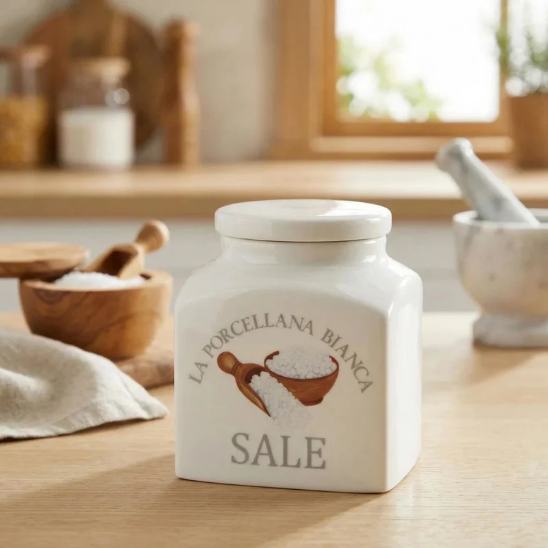 Tarro de porcelana para sal Conserva La Porcellana Bianca