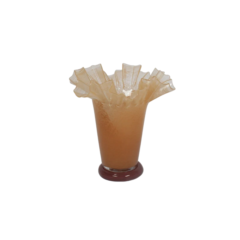 Jarrón artesanal de vidrio ondulado Loa Peach