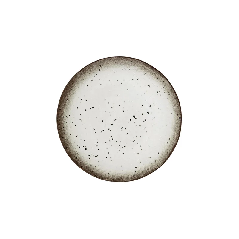Stoneware Lunch Plate | White/Brown 22cm